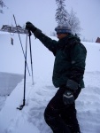 Pr fotek ze Zkladnho kurzu SKIALPINISMU, Konen jsou opt skvl podmnky pro tento ndhern sport: spousty praanu, drobn snen, tmov pohoda, vborn podmnky pro lavinov blok, no prost luxus! A to osobn zlepen u vech pi jzd  - fotografie 79